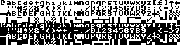 [Commodore 64 default character set for small letters]